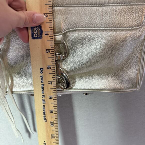 Rebecca Minkoff Silver Pebble Leather Crossbody Bag with Silver Chain Strap - Picture 9 of 9